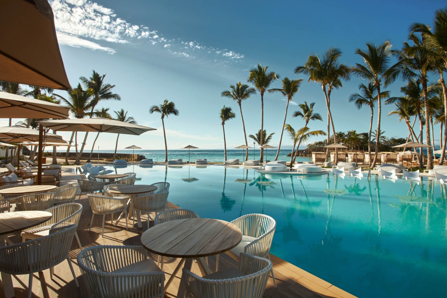 Carey fine-dining restaurant at Cayo Levantado Resort with elegant Caribbean ambience for a romantic private island dinner in the Dominican Republic